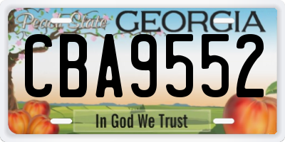 GA license plate CBA9552