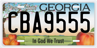 GA license plate CBA9555