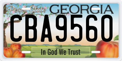 GA license plate CBA9560