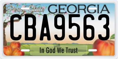 GA license plate CBA9563