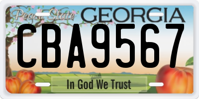 GA license plate CBA9567