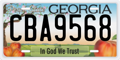GA license plate CBA9568
