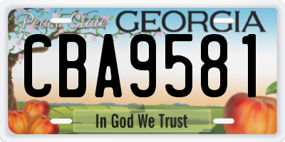 GA license plate CBA9581