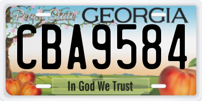 GA license plate CBA9584