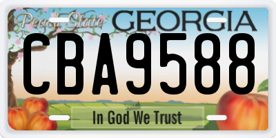 GA license plate CBA9588