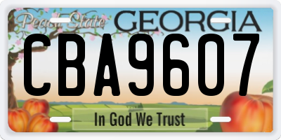 GA license plate CBA9607