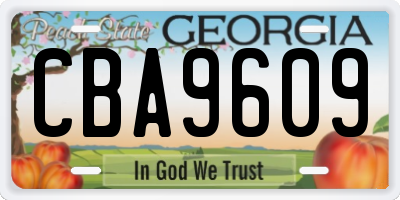GA license plate CBA9609