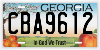 GA license plate CBA9612
