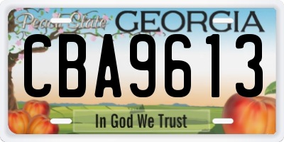 GA license plate CBA9613
