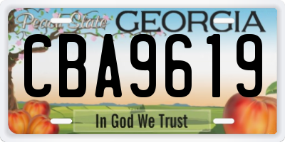 GA license plate CBA9619