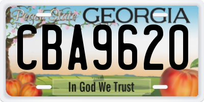 GA license plate CBA9620