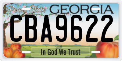 GA license plate CBA9622