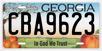 GA license plate CBA9623