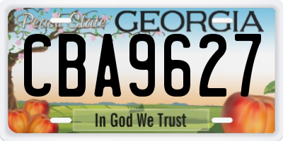GA license plate CBA9627