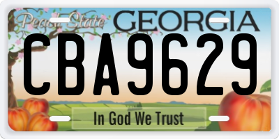 GA license plate CBA9629