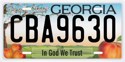 GA license plate CBA9630