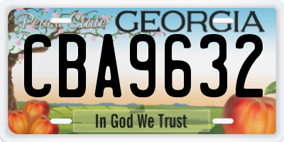 GA license plate CBA9632