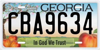 GA license plate CBA9634