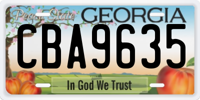 GA license plate CBA9635