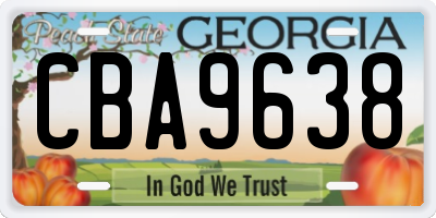 GA license plate CBA9638