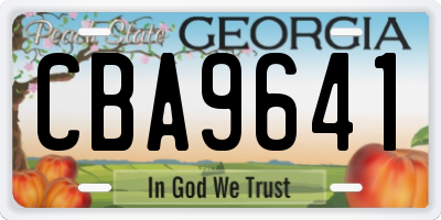 GA license plate CBA9641
