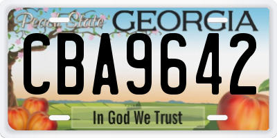 GA license plate CBA9642