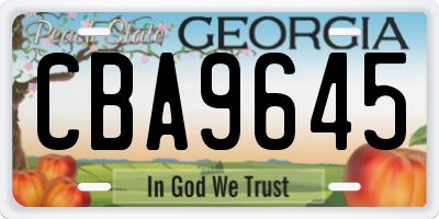 GA license plate CBA9645