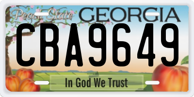 GA license plate CBA9649