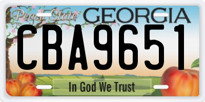 GA license plate CBA9651