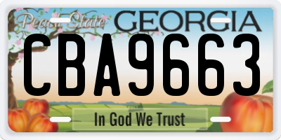 GA license plate CBA9663