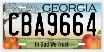 GA license plate CBA9664