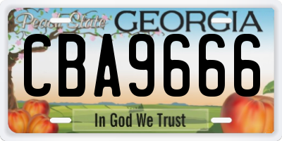 GA license plate CBA9666