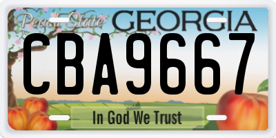 GA license plate CBA9667