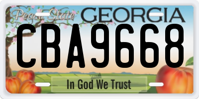 GA license plate CBA9668