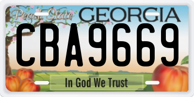 GA license plate CBA9669