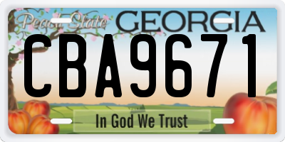 GA license plate CBA9671