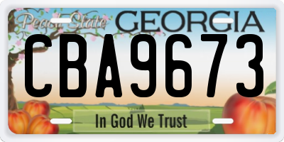GA license plate CBA9673