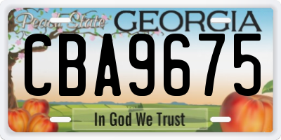 GA license plate CBA9675