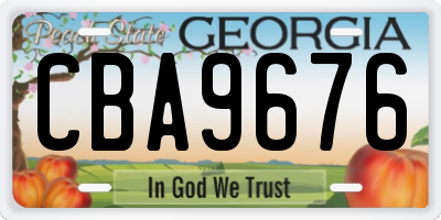 GA license plate CBA9676