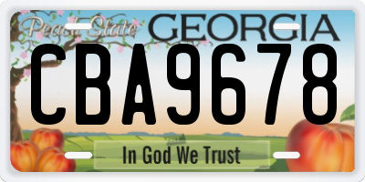 GA license plate CBA9678