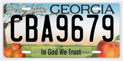 GA license plate CBA9679