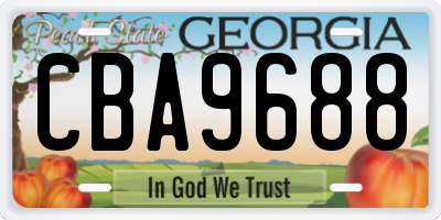 GA license plate CBA9688