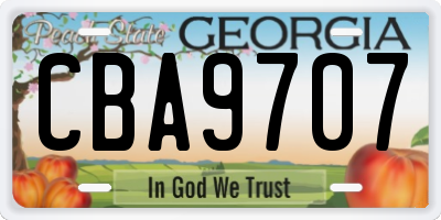 GA license plate CBA9707