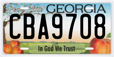 GA license plate CBA9708
