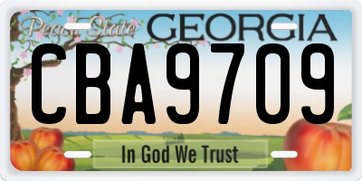 GA license plate CBA9709