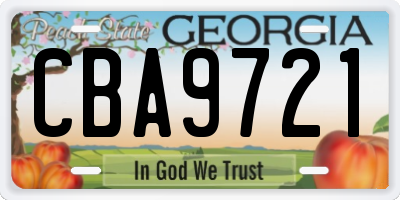 GA license plate CBA9721