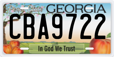 GA license plate CBA9722