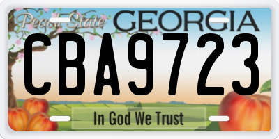 GA license plate CBA9723