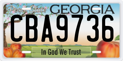 GA license plate CBA9736