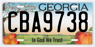 GA license plate CBA9738